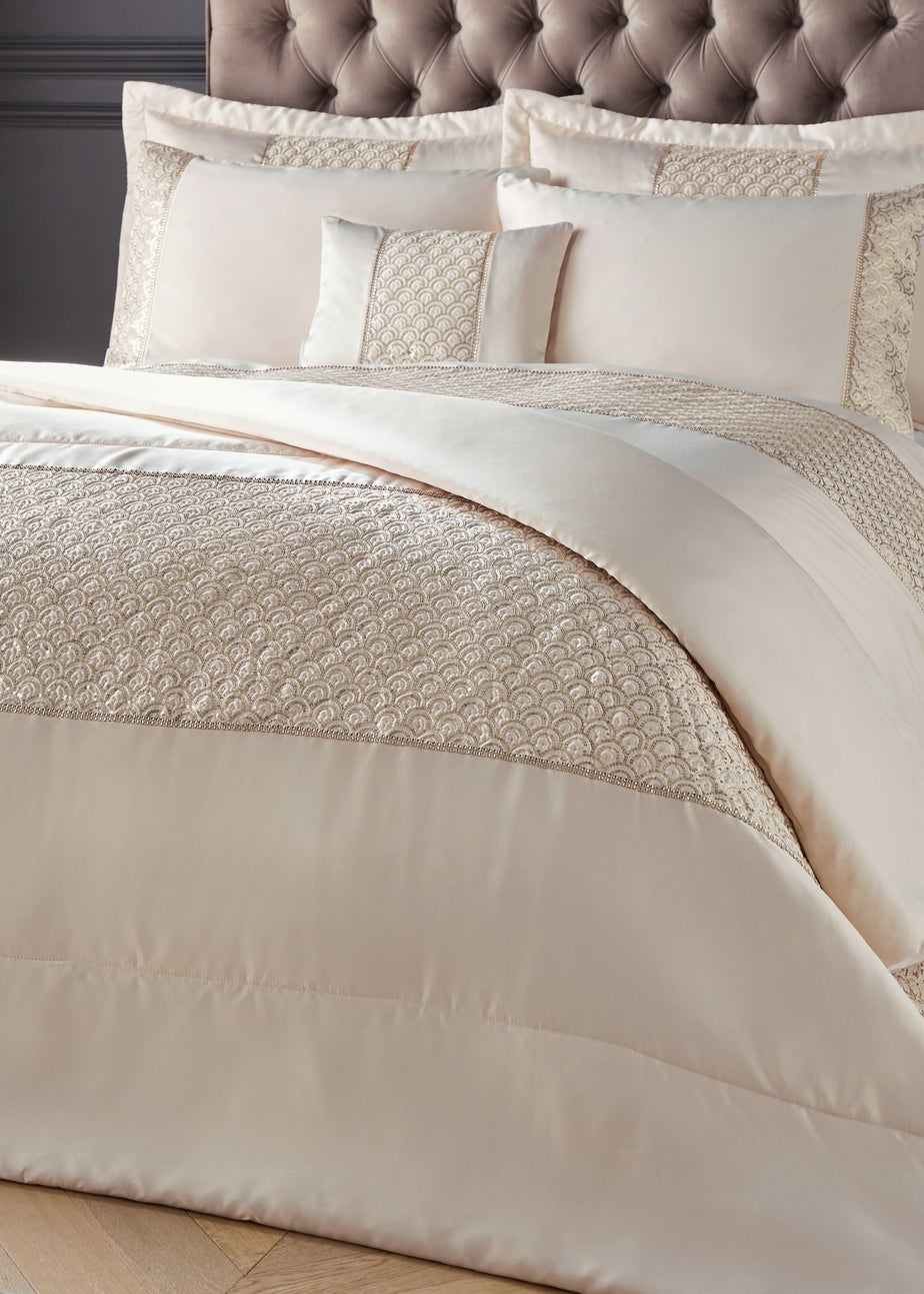 Catherine Lansfield Champagne Gold Deco Sequin 30x40cm Cushion