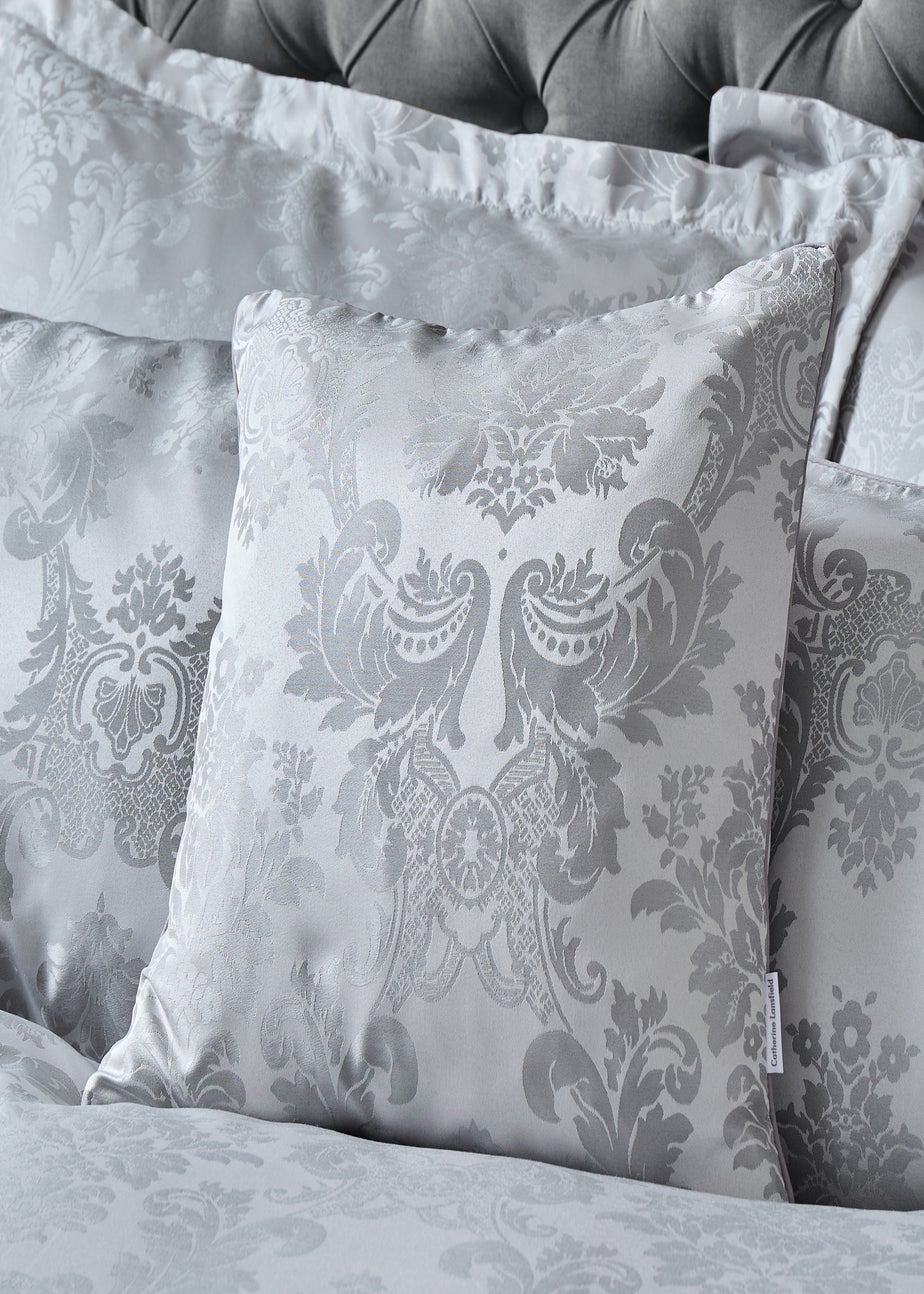 Catherine Lansfield Silver Grey Damask Jacquard Cushion