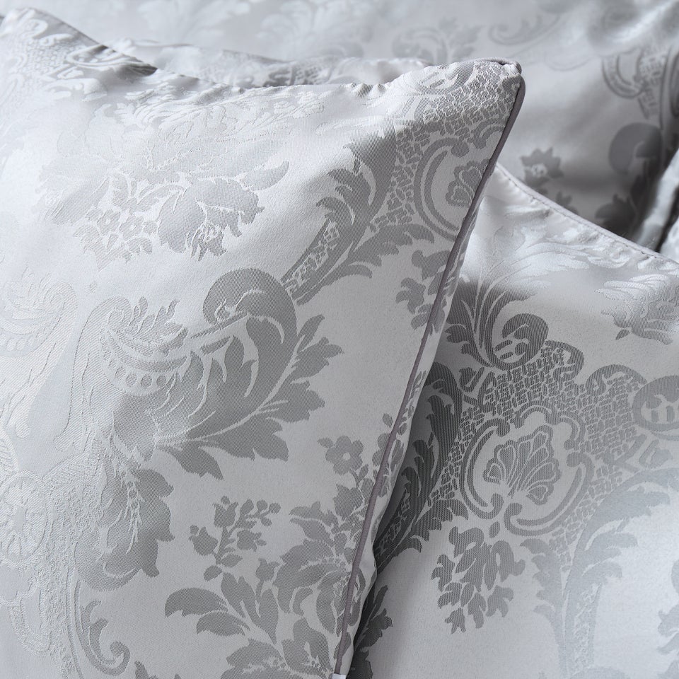 Catherine Lansfield Silver Grey Damask Jacquard Cushion