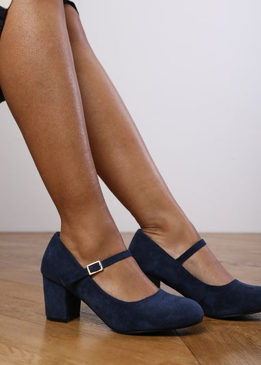 Where's That From Navy Suede Effie Block Heel Pumps