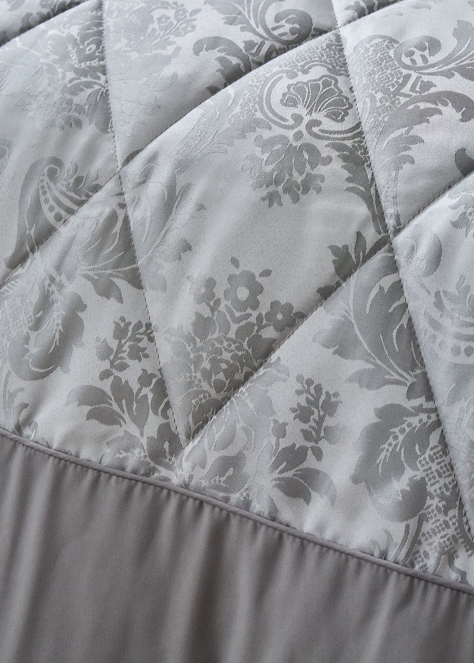 Catherine Lansfield Silver Grey Damask Jacquard Bedspread