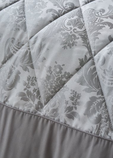 Catherine Lansfield Silver Grey Damask Jacquard Bedspread