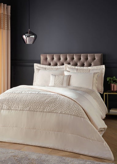 Catherine Lansfield Champagne Gold Deco Sequin Quilted Bedspread