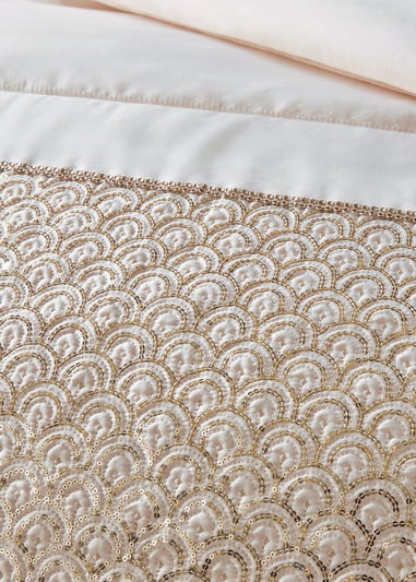 Catherine Lansfield Champagne Gold Deco Sequin Quilted Bedspread