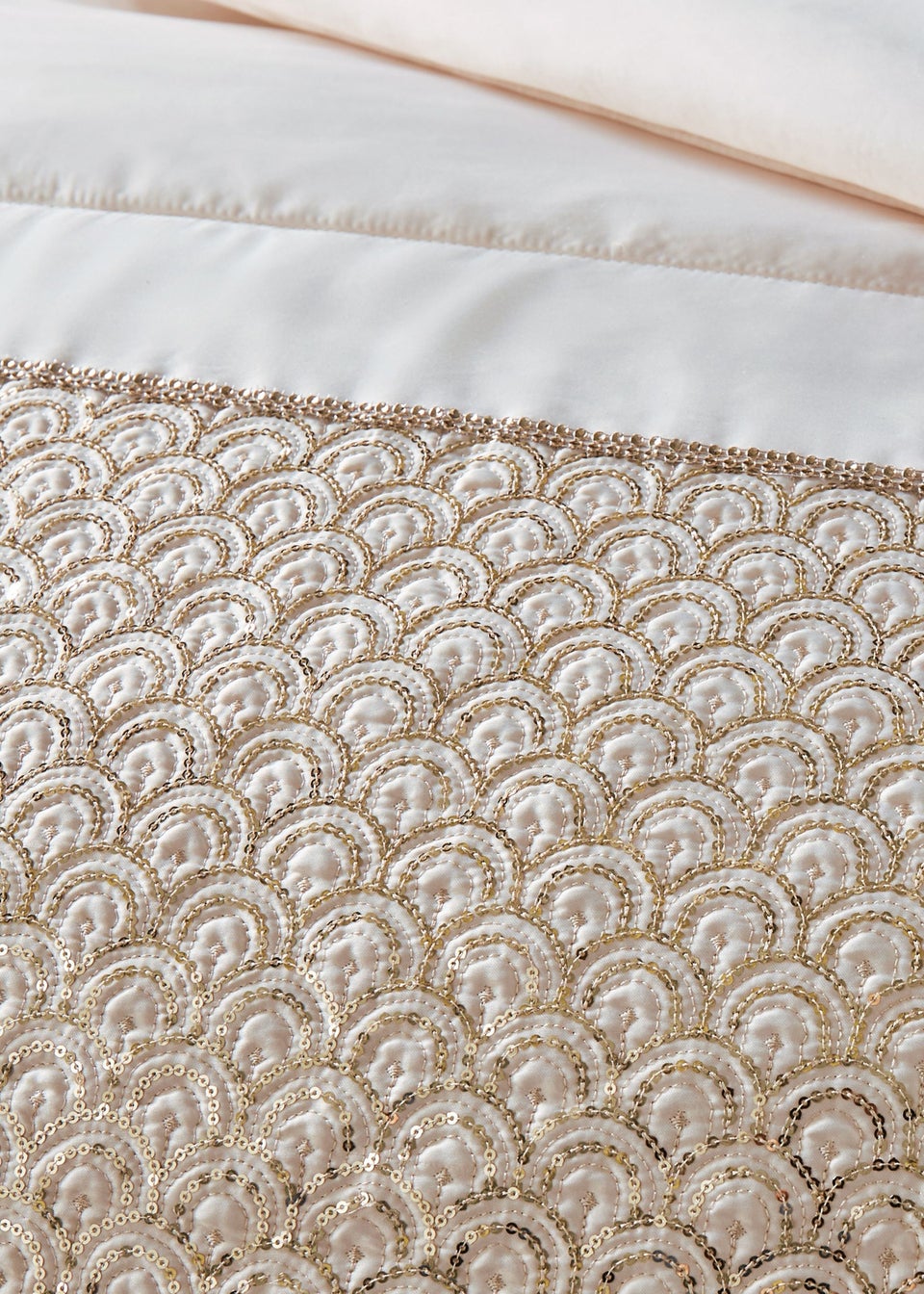 Catherine Lansfield Champagne Gold Deco Sequin Quilted Bedspread