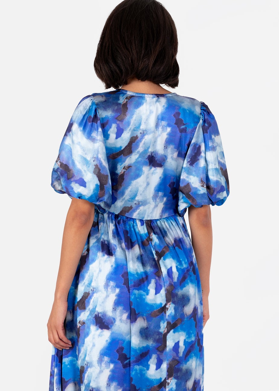 Lovedrobe Blue Satin Wrap Midaxi Dress