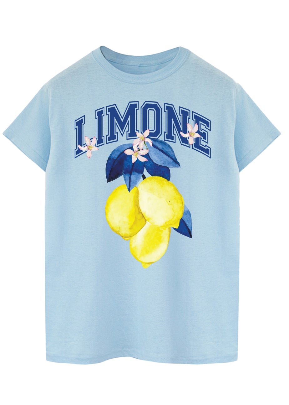 Brands In Limone Fruit Light Blue Boyfriend Fit Graphic T-Shirt