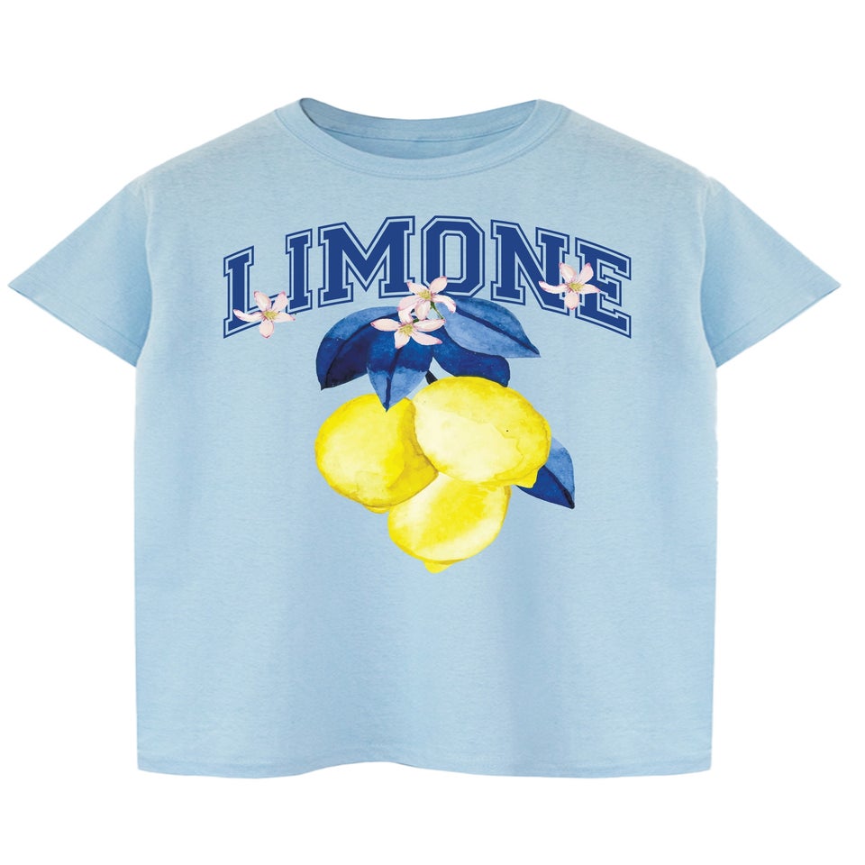 Brands In Limone Fruit Light Blue Boyfriend Fit Graphic T-Shirt