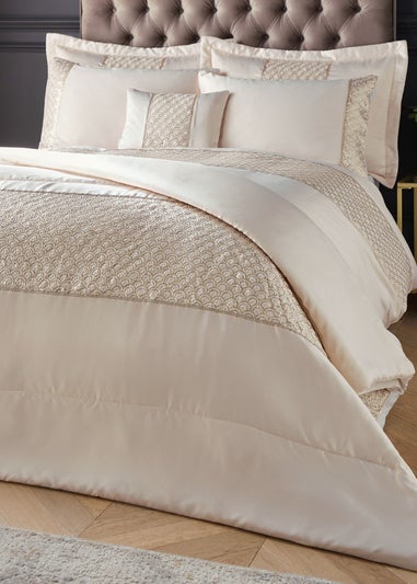 Catherine Lansfield Champagne Gold Deco Sequin Quilted Pillow Sham Pair