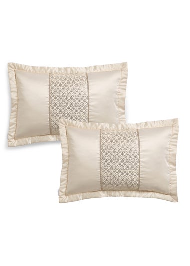 Catherine Lansfield Champagne Gold Deco Sequin Quilted Pillow Sham Pair