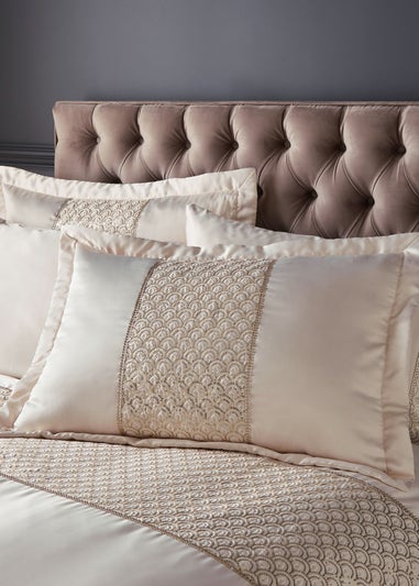 Catherine Lansfield Champagne Gold Deco Sequin Quilted Pillow Sham Pair