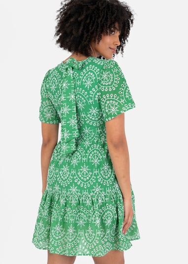 Angel Green Sleeve Tie Back Smock Mini Dress