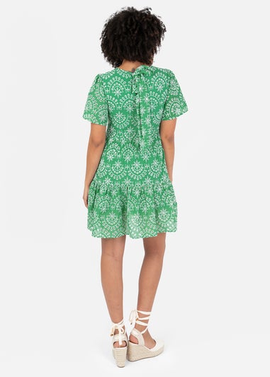 Angel Green Sleeve Tie Back Smock Mini Dress