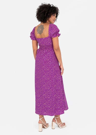 Lovedrobe Purple Short Sleeve Gold Detail Midaxi Dress