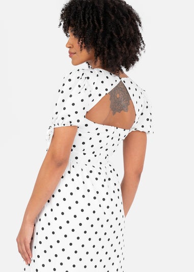 Lovedrobe White Polka Dot Short Sleeve Midi Dress