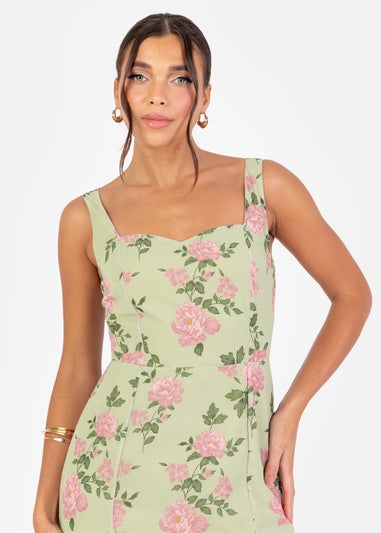 Anaya With Love Green Floral Print Strappy Maxi Dress