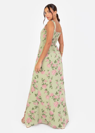 Anaya With Love Green Floral Print Strappy Maxi Dress