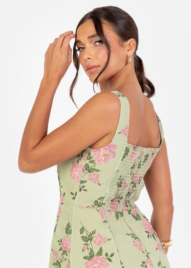 Anaya With Love Green Floral Print Strappy Maxi Dress