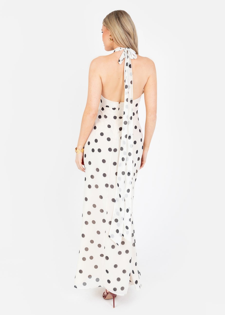 Anaya With Love Cream Polka Dot Halter Neck Maxi Dress