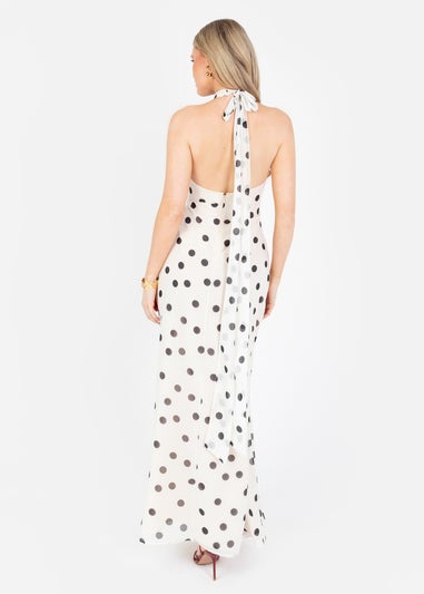 Anaya With Love Cream Polka Dot Halter Neck Maxi Dress