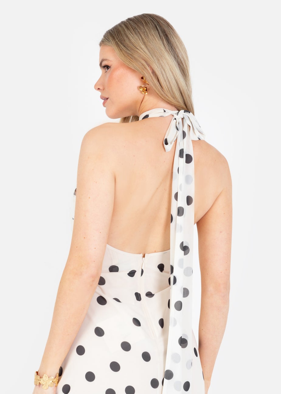 Anaya With Love Cream Polka Dot Halter Neck Maxi Dress