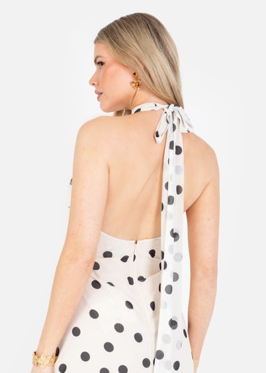 Anaya With Love Cream Polka Dot Halter Neck Maxi Dress