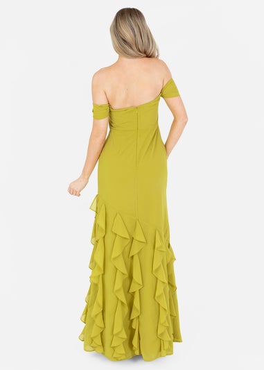 Anaya With Love Lime Bardot Maxi Dress With Ruffle Detail