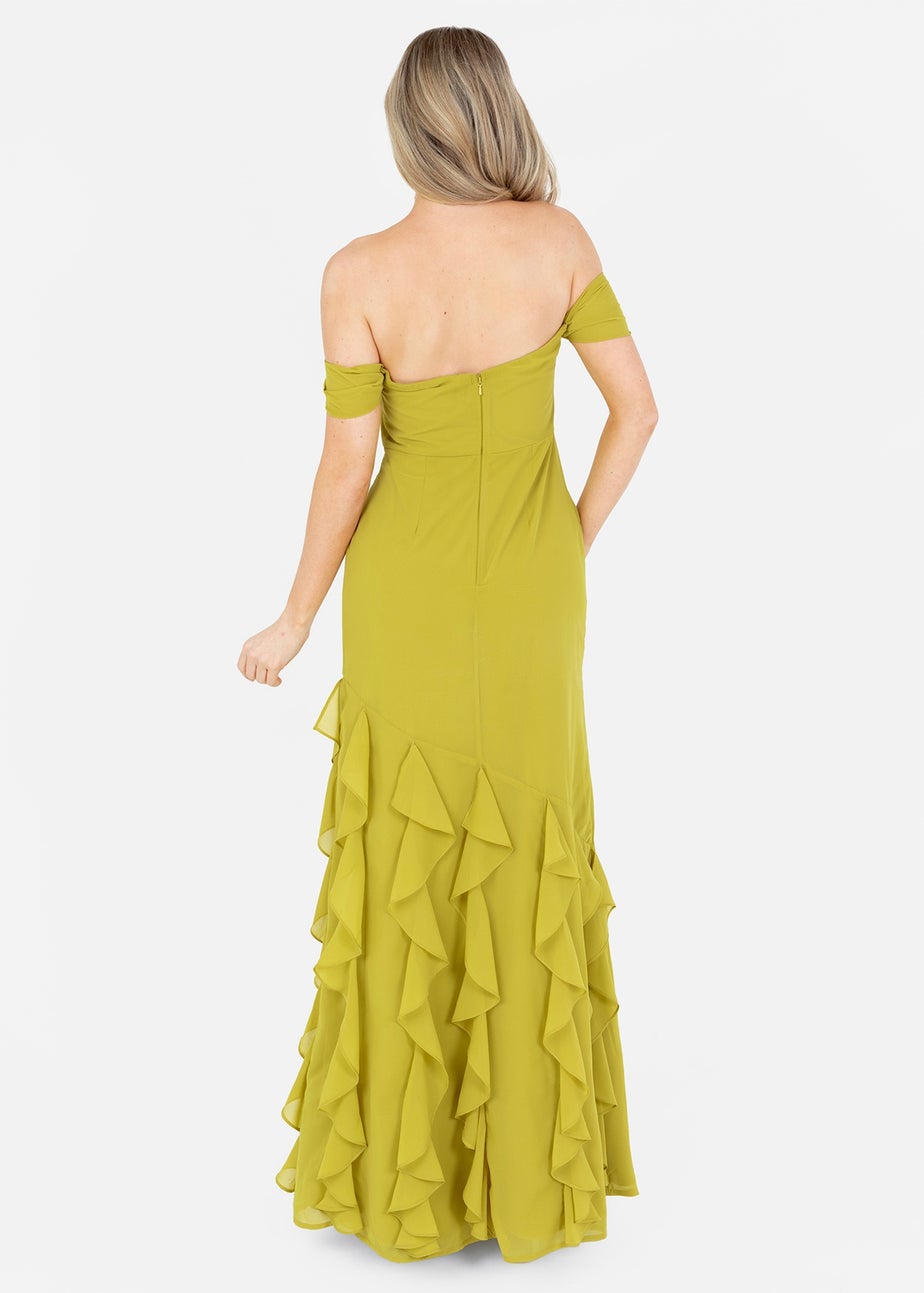 Anaya With Love Lime Bardot Maxi Dress With Ruffle Detail