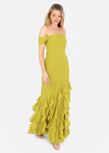 Anaya With Love Lime Bardot Maxi Dress With Ruffle Detail