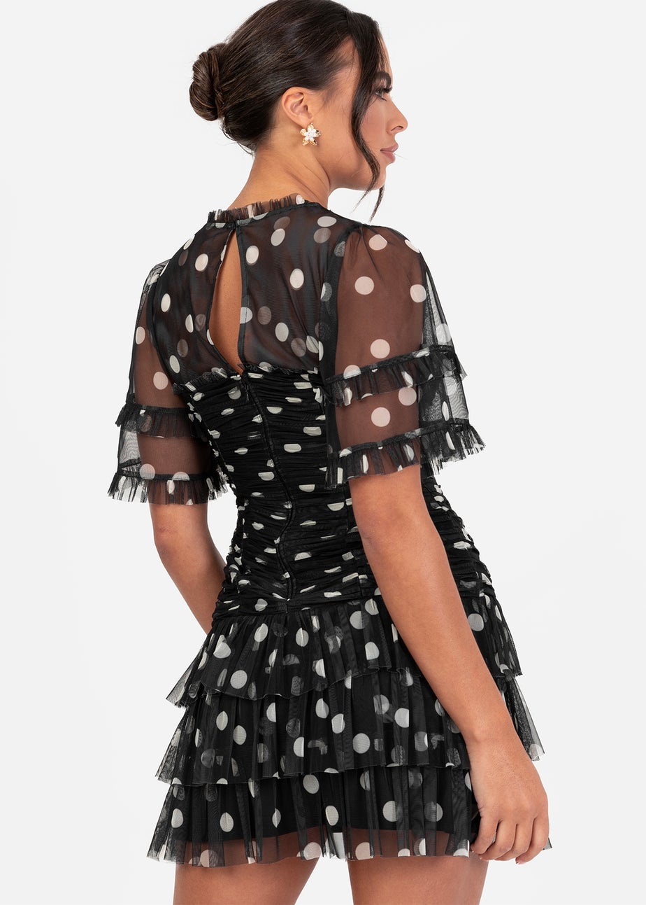 Anaya With Love Black Polka Dot Gathered Mini Dress