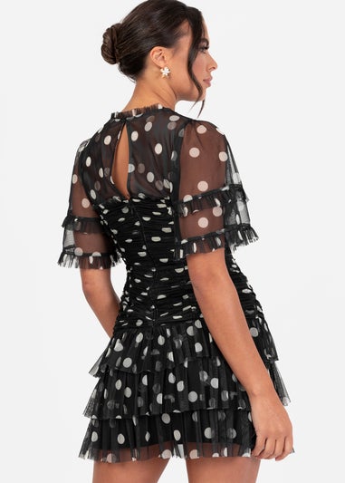 Anaya With Love Black Polka Dot Gathered Mini Dress