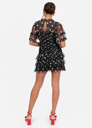 Anaya With Love Black Polka Dot Gathered Mini Dress