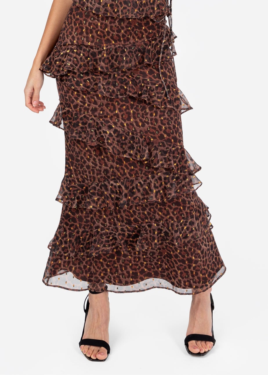 Anaya With Love Brown Animal Print Maxi Skirt