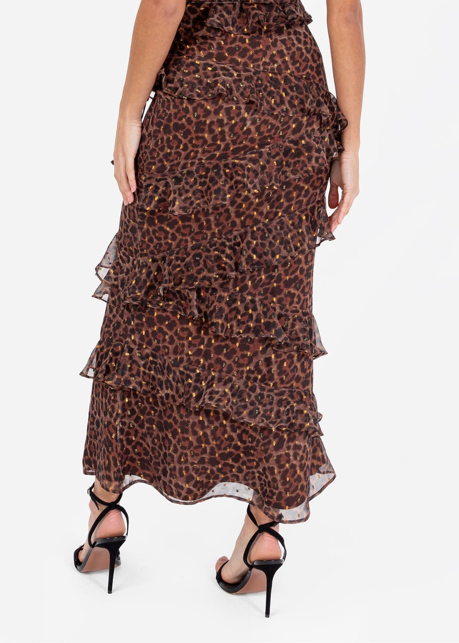 Anaya With Love Brown Animal Print Maxi Skirt