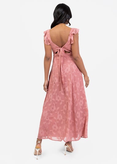 Anaya With Love Pink Recycled Floral Burnout Tie Back Midi Dress