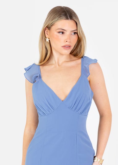 Anaya With Love Ocean Blue Strappy V Neck Maxi Dress