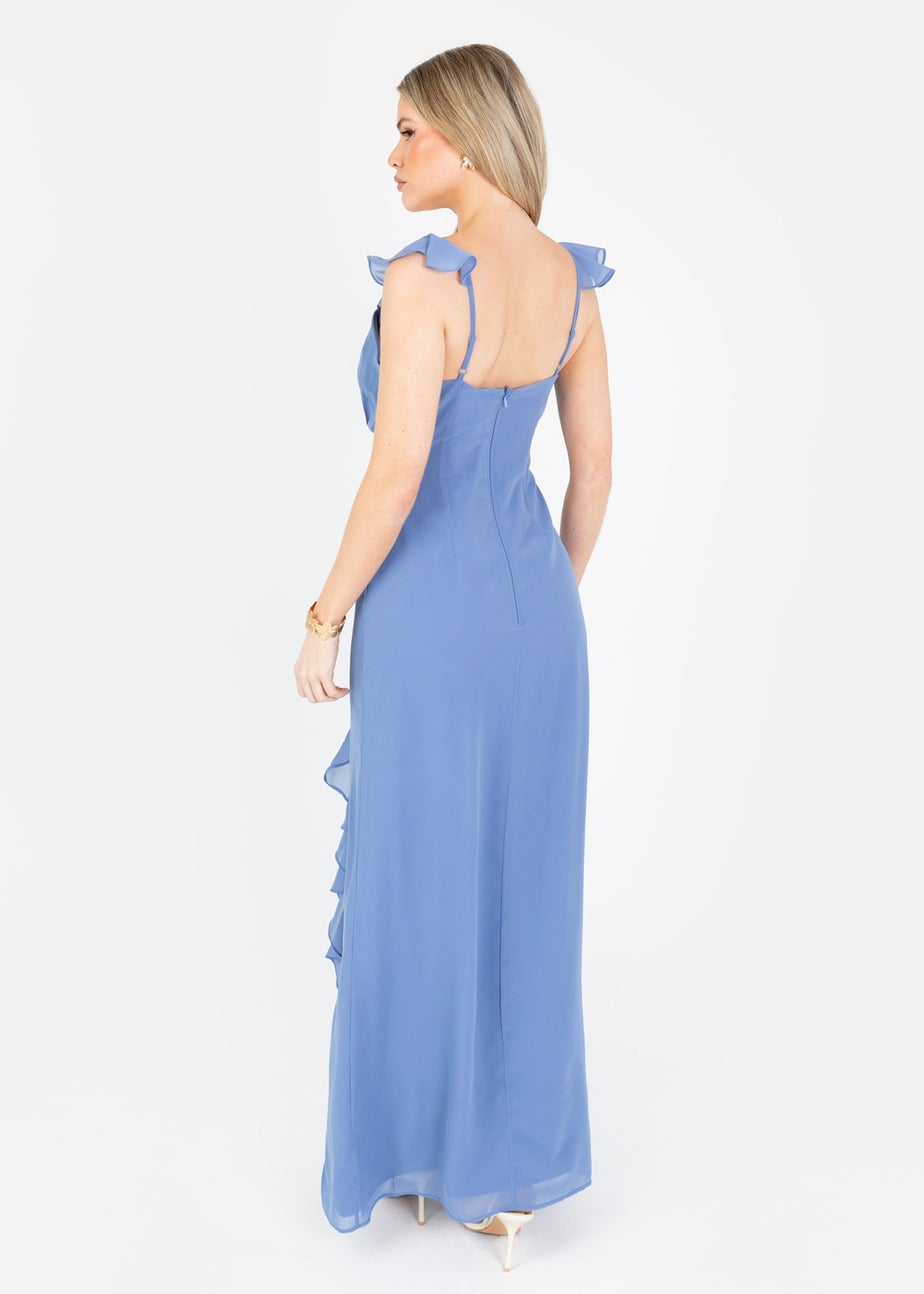 Anaya With Love Ocean Blue Strappy V Neck Maxi Dress