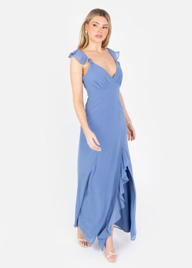 Anaya With Love Ocean Blue Strappy V Neck Maxi Dress