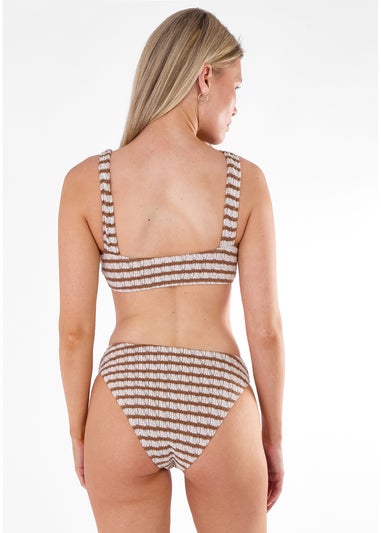 Gini London Tan Textured Twisted Stripe Bikini Top