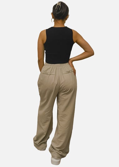 Gini London Stone Waist Band Detail Wide Leg trouser