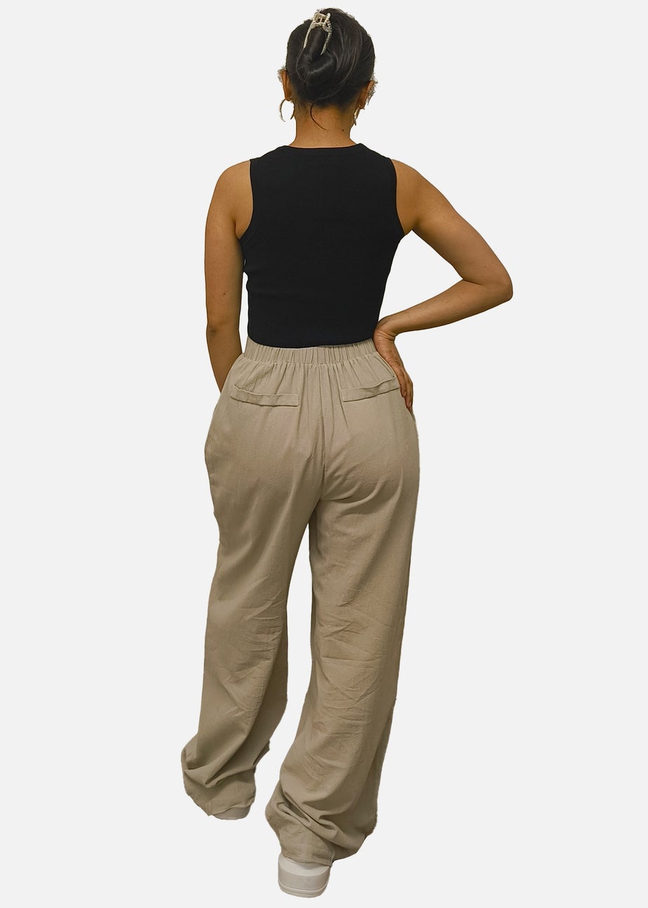 Gini London Stone Waist Band Detail Wide Leg trouser