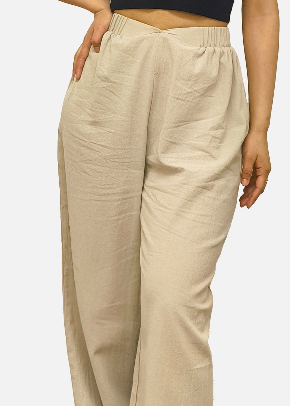 Gini London Stone Waist Band Detail Wide Leg trouser