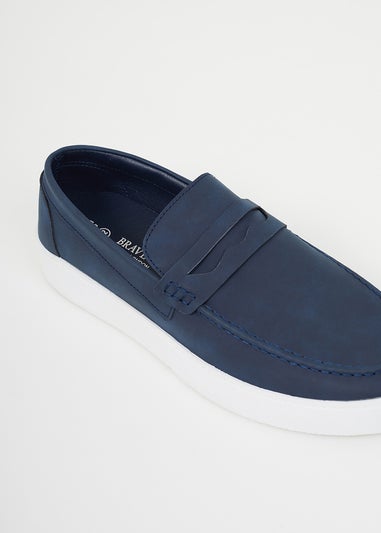 Brave Soul Navy Faux Suede Loafers