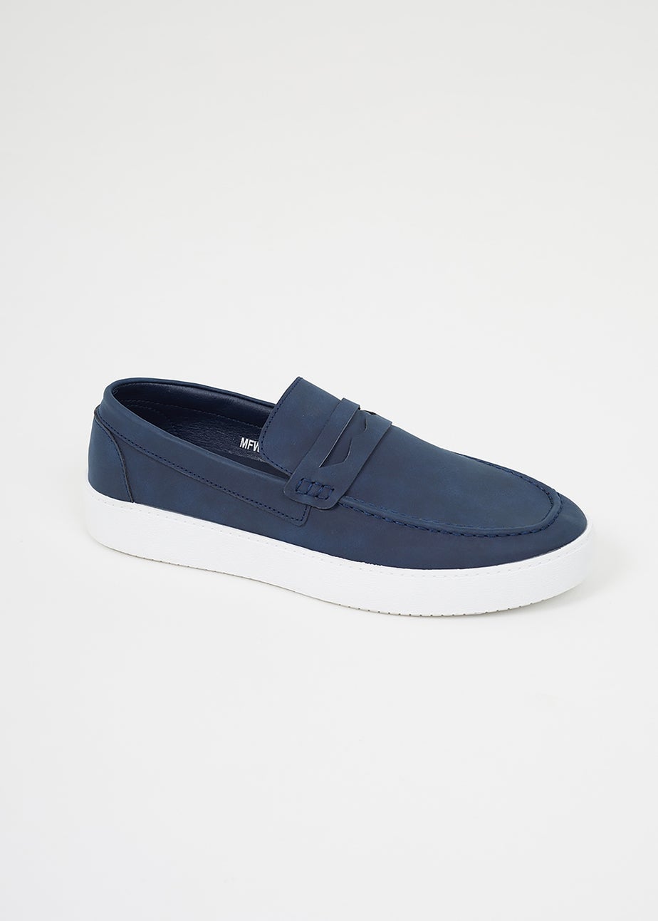 Brave Soul Navy Faux Suede Loafers
