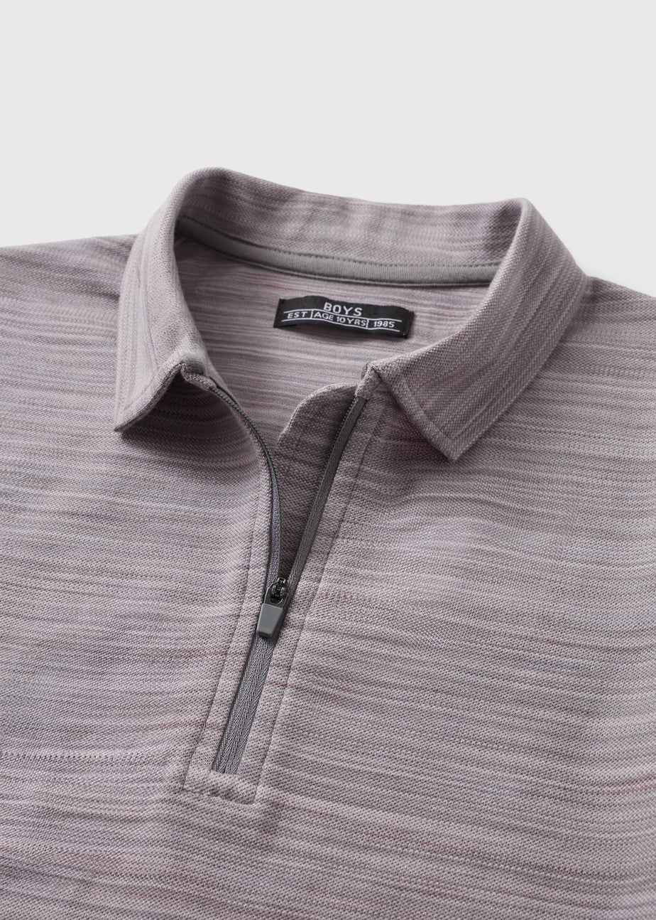 Boys Grey Space Dye Polo Shirt (7-15yrs)