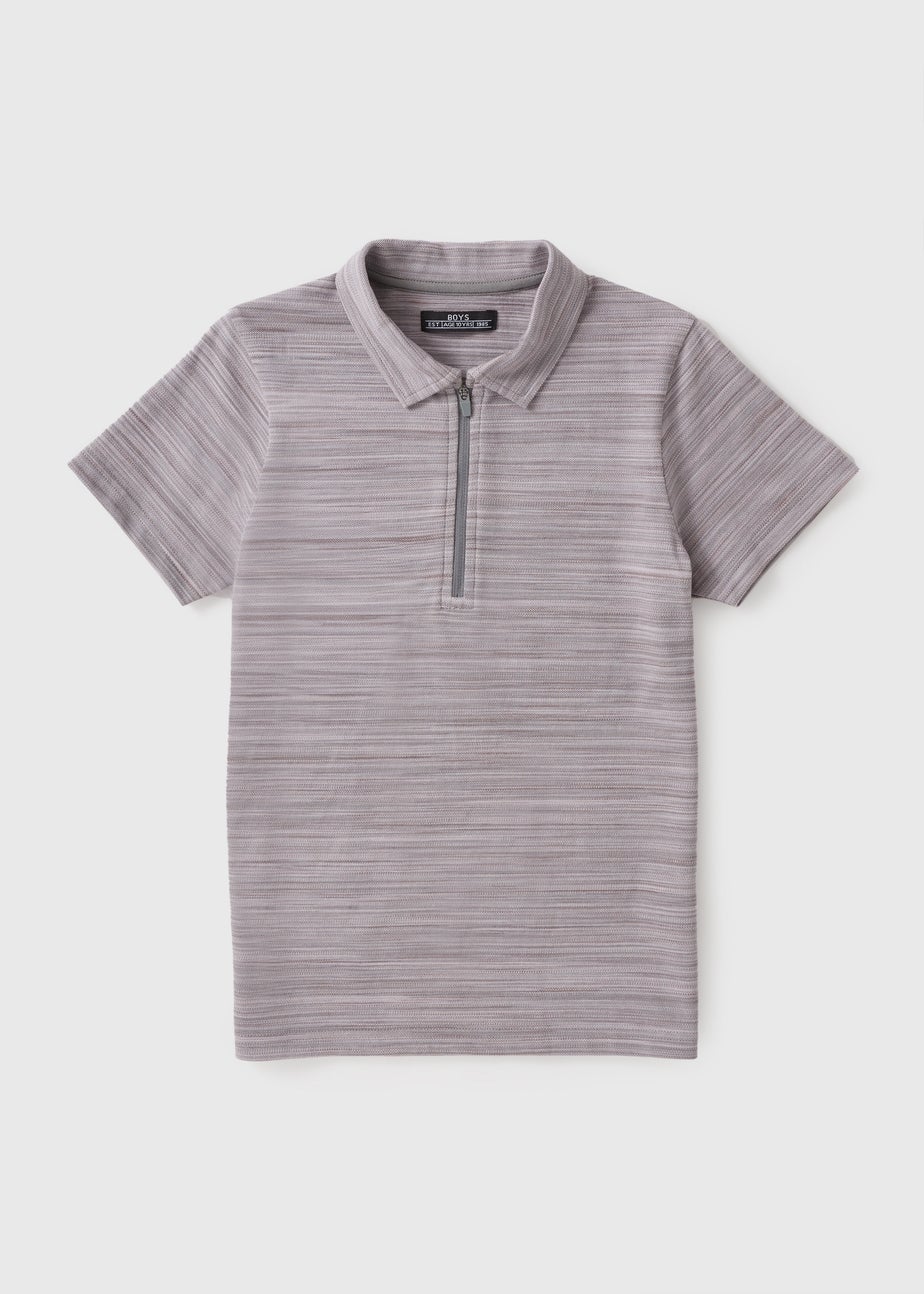 Boys Grey Space Dye Polo Shirt (7-15yrs)