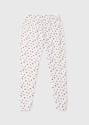 Cream Floral Jersey Cuffed Pyjama Bottoms