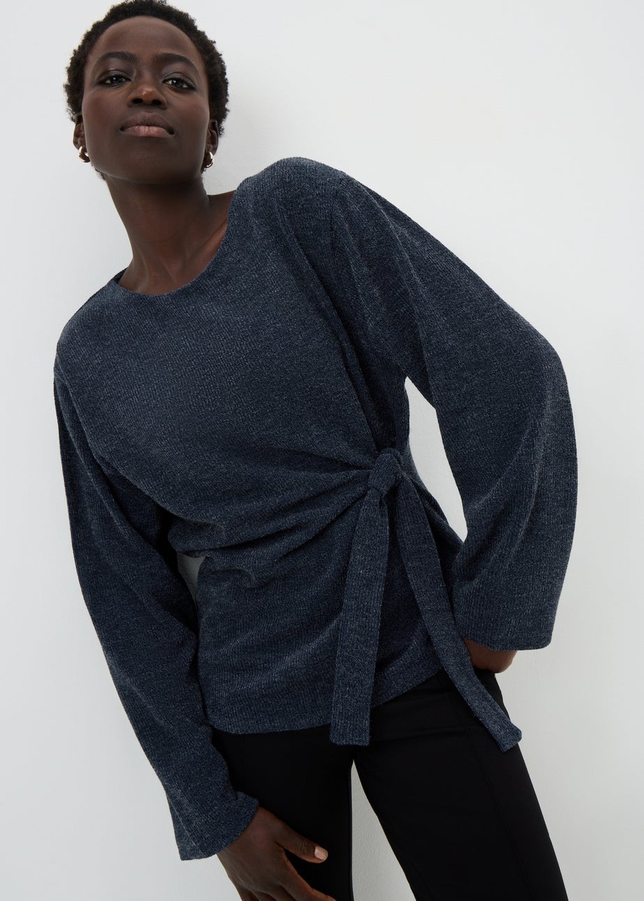 Navy Knot Long Sleeve Top