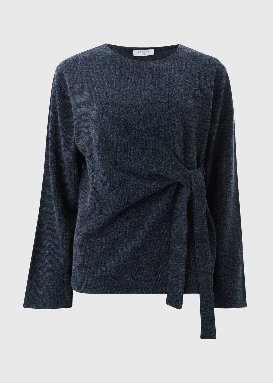 Navy Knot Long Sleeve Top