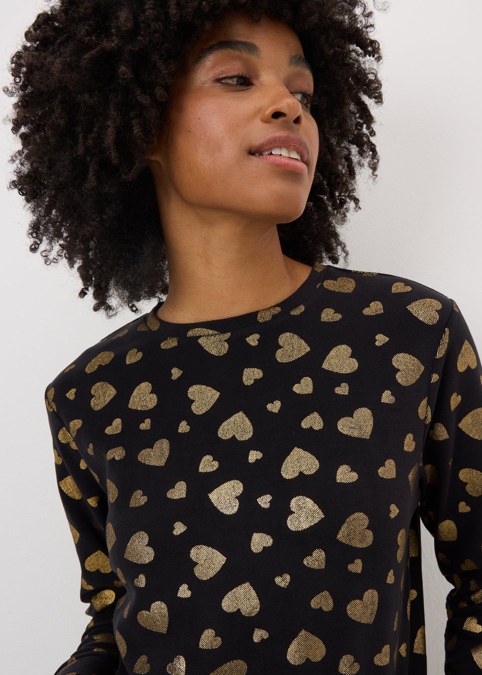 Black Heart Foil Pyjama Set